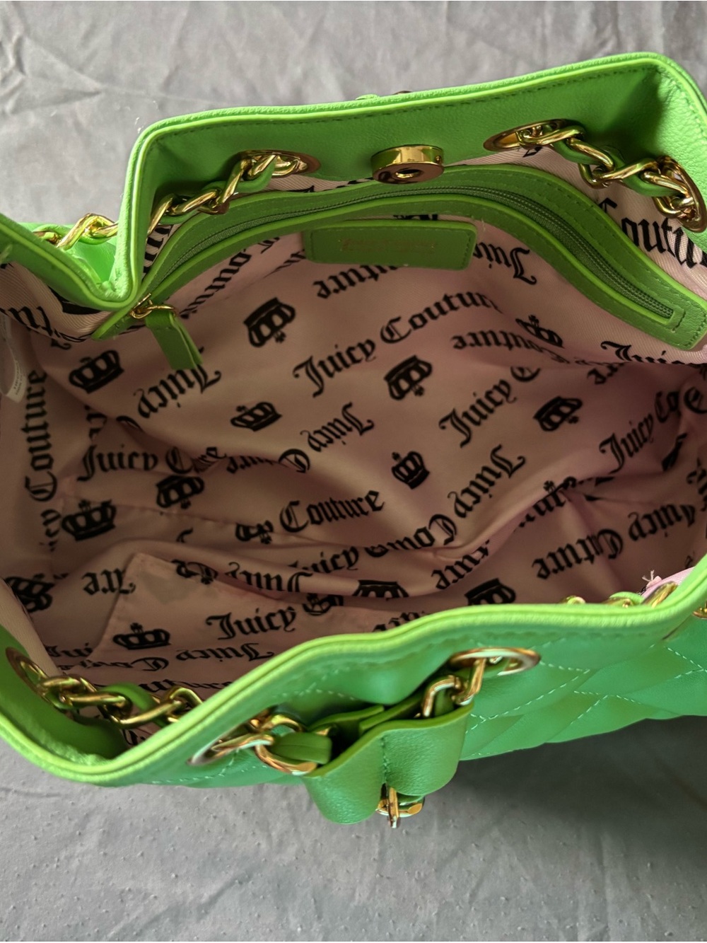 Juicy Couture Lime Green Quilted Chain-Handle Shoulder Bag - Picture 8 of 8